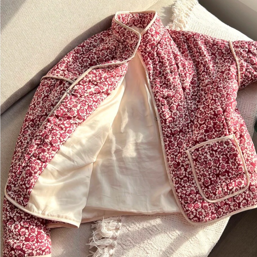 Floral quilted jacket for women